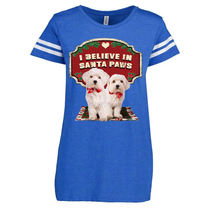 I Believe In Santa Paws Cute Christmas Dog Lover Enza Ladies Jersey Football T-Shirt