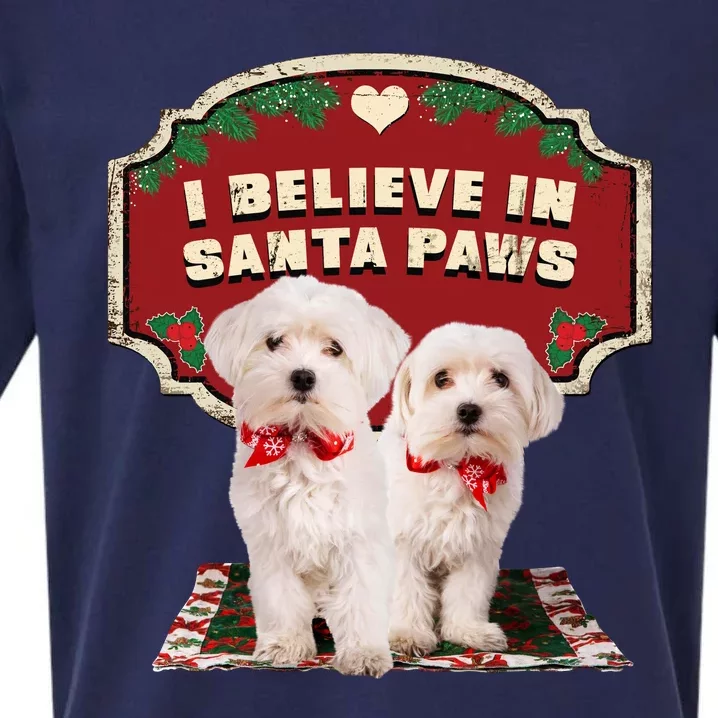 I Believe In Santa Paws Cute Christmas Dog Lover Sueded Cloud Jersey T-Shirt