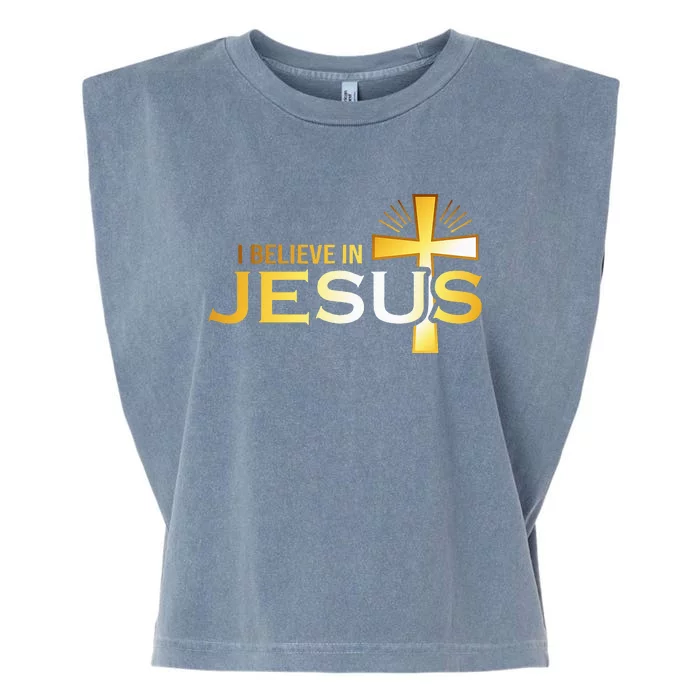 I Believe In Jesus Christian Garment-Dyed Women's Muscle Tee