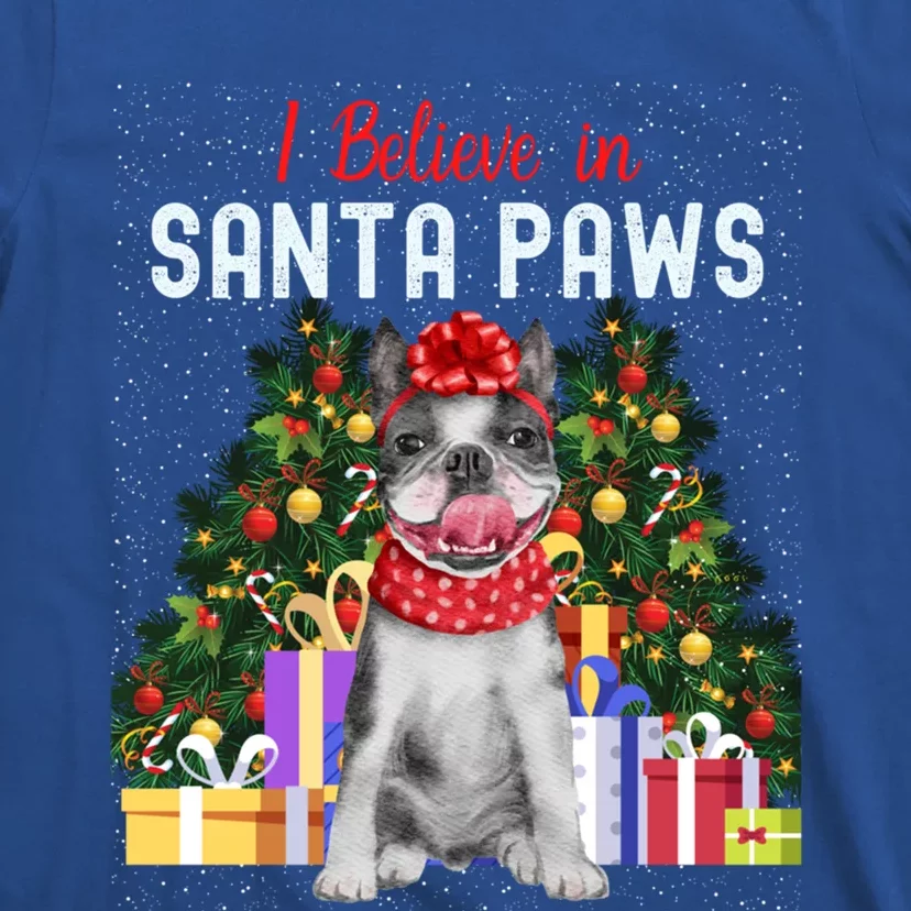 I Believe In Santa Paws Cute French Bulldog Christmas Cool Gift T-Shirt