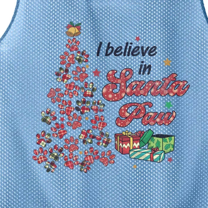 I Believe In Santa Paw Christmas Tree Paw Pet Meaningful Gift Mesh Reversible Basketball Jersey Tank