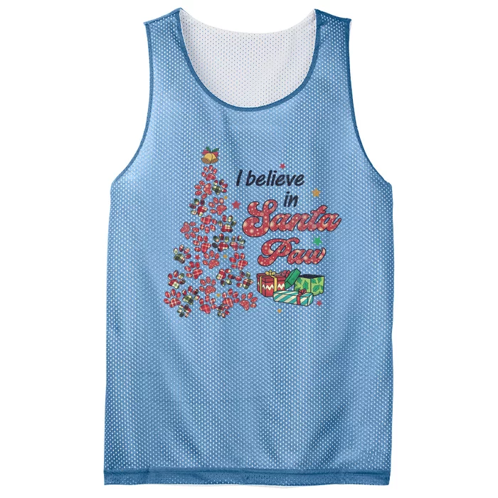 I Believe In Santa Paw Christmas Tree Paw Pet Meaningful Gift Mesh Reversible Basketball Jersey Tank