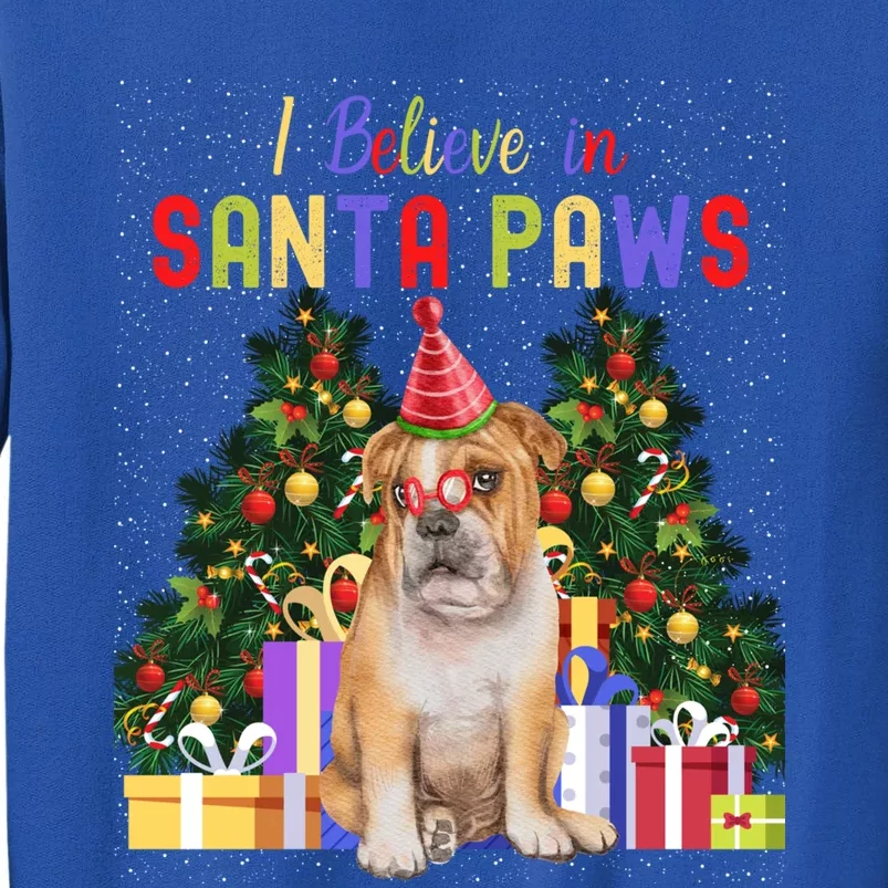 I Believe In Santa Paws Bulldog Lover Cute Xmas Bulldog Gift Tall Sweatshirt