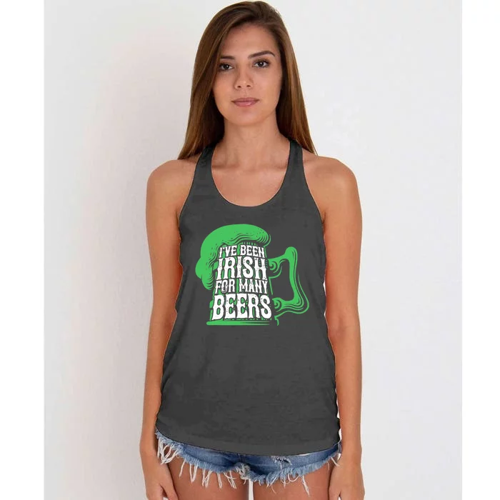 I've Been Irish Many Beers Shamrock Saint Patricks Day Women's Knotted Racerback Tank