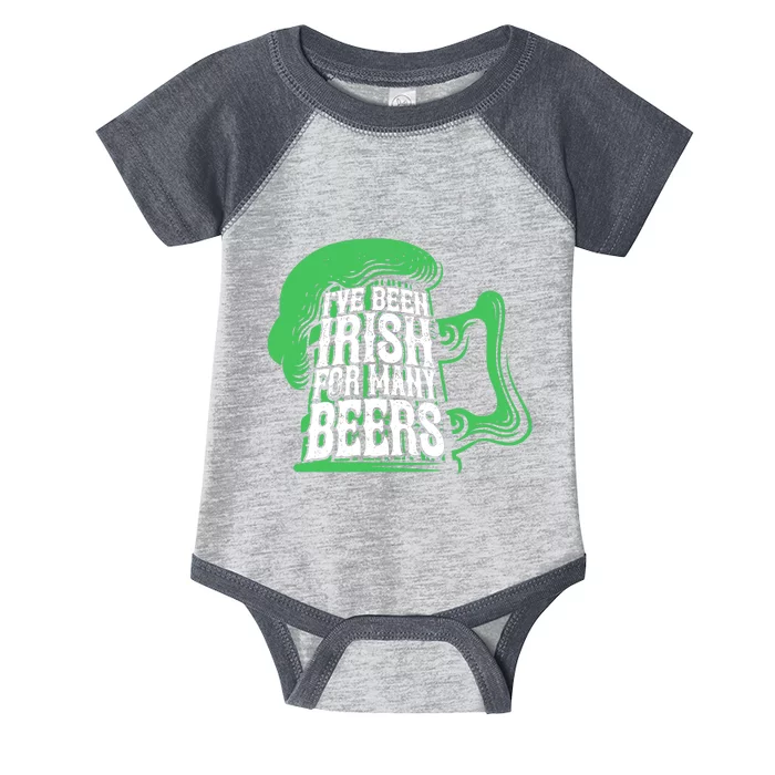 I've Been Irish Many Beers Shamrock Saint Patricks Day Infant Baby Jersey Bodysuit