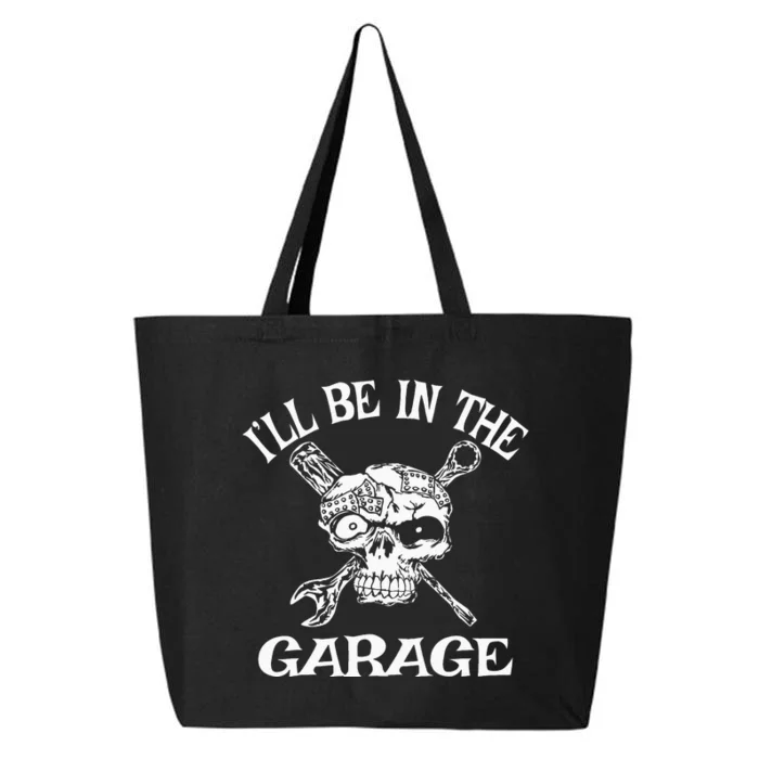 I'll Be In The Garage Punk Rock Heavy Metal Hot Rod Skull 25L Jumbo Tote