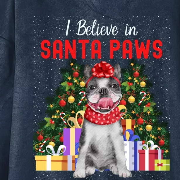 I Believe In Santa Paws Cute French Bulldog Christmas Cute Gift Hooded Wearable Blanket