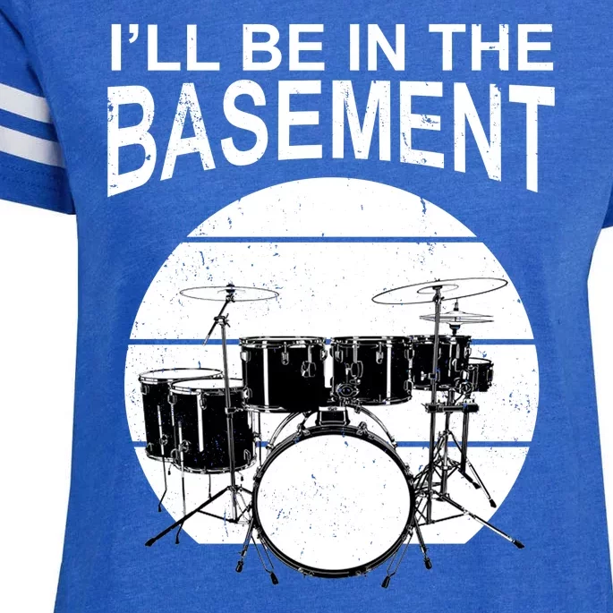 I'll Be In The Basement Drum Set Drumming Drummer Enza Ladies Jersey Football T-Shirt