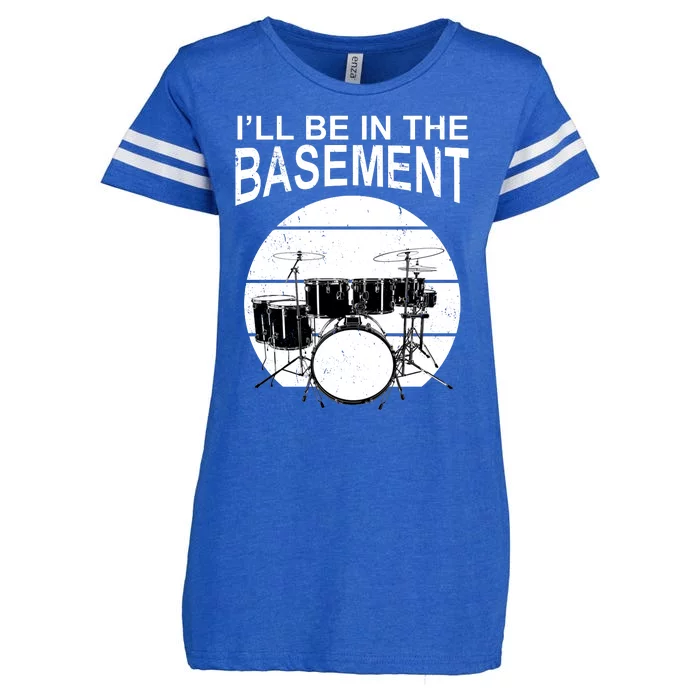 I'll Be In The Basement Drum Set Drumming Drummer Enza Ladies Jersey Football T-Shirt