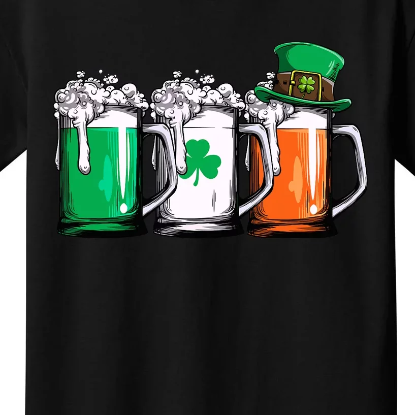 Irish Beer Ireland Flag St Patricks Day Leprechaun Kids T-Shirt