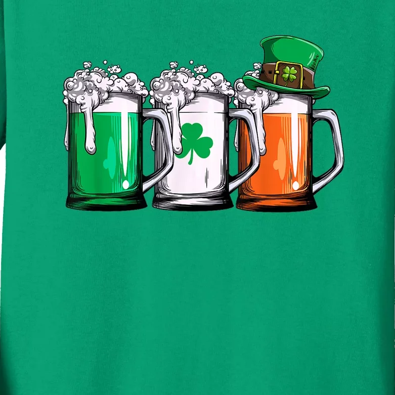 Irish Beer Ireland Flag St Patricks Day Kids Long Sleeve Shirt