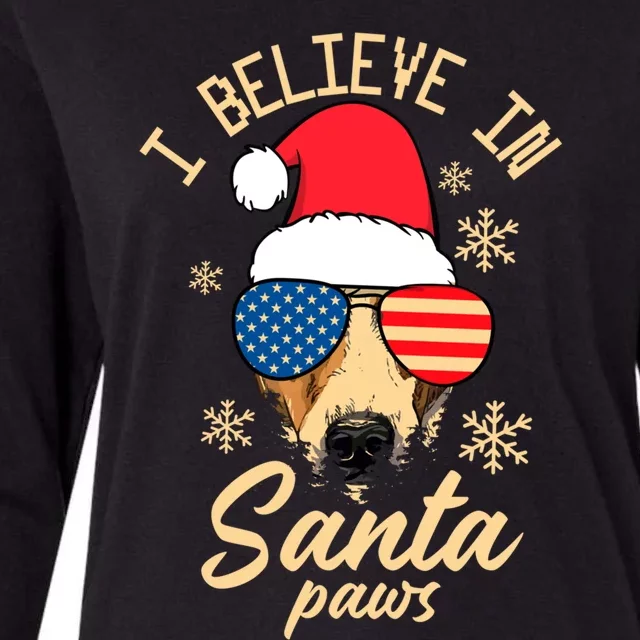 I Believe In Santa Paws Funny Christmas Santa Paws Funny Gift Womens Cotton Relaxed Long Sleeve T-Shirt