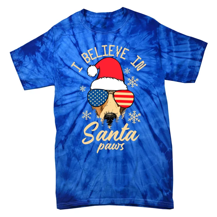 I Believe In Santa Paws Funny Christmas Santa Paws Funny Gift Tie-Dye T-Shirt