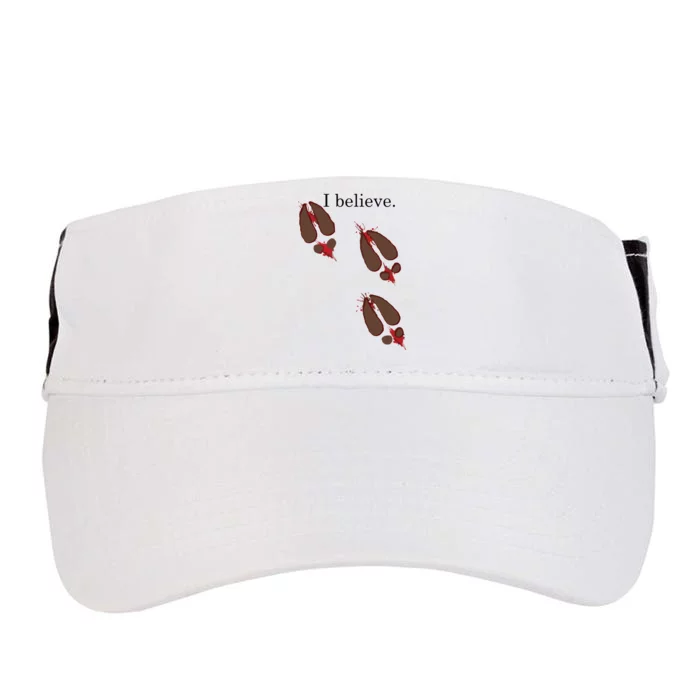 I Believe In Santa Funny Reindeer Hoof Prints Christmas Adult Drive Performance Visor