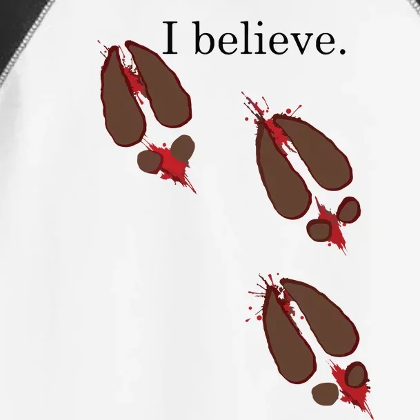 I Believe In Santa Funny Reindeer Hoof Prints Christmas Toddler Fine Jersey T-Shirt