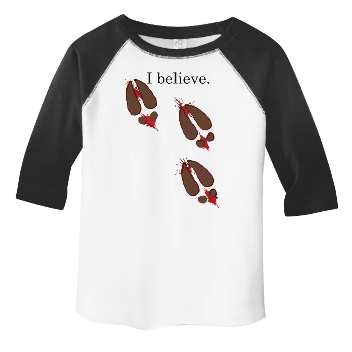 I Believe In Santa Funny Reindeer Hoof Prints Christmas Toddler Fine Jersey T-Shirt