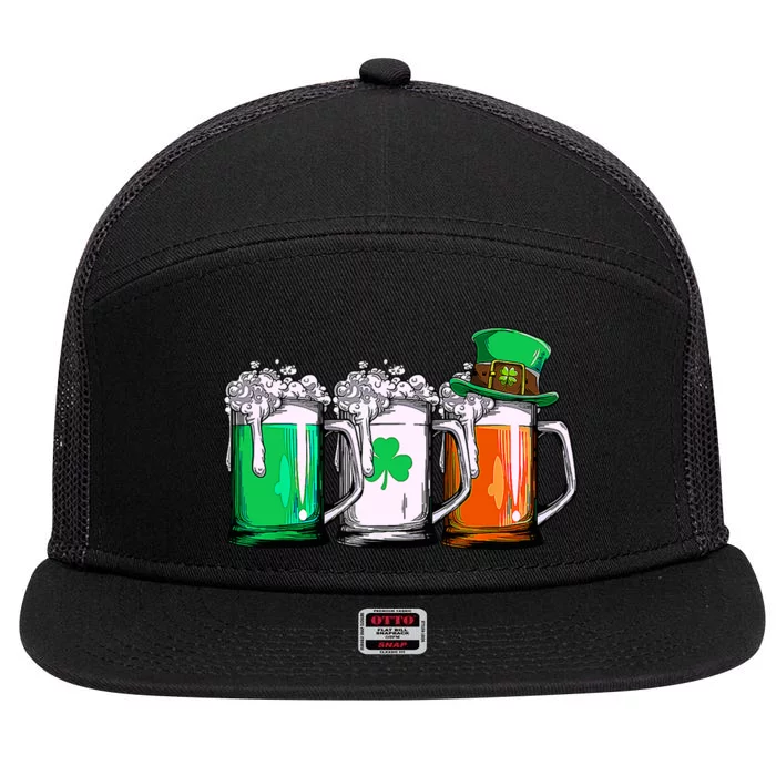 Irish Beer Ireland Flag St Patricks Day Leprechaun 7 Panel Mesh Trucker Snapback Hat