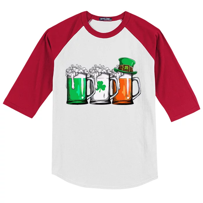 Irish Beer Ireland Flag St Patricks Day Kids Colorblock Raglan Jersey