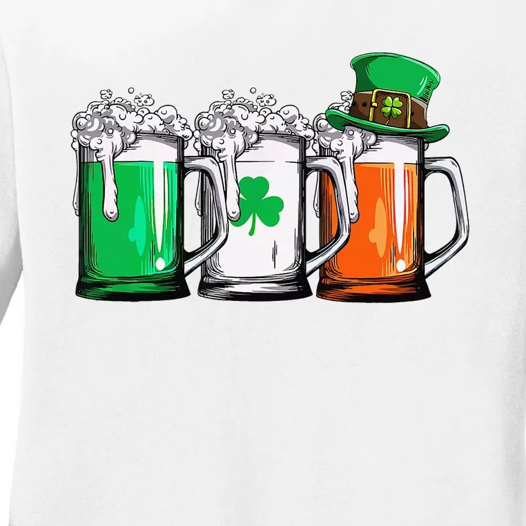 Irish Beer Ireland Flag St Patricks Day Ladies Long Sleeve Shirt