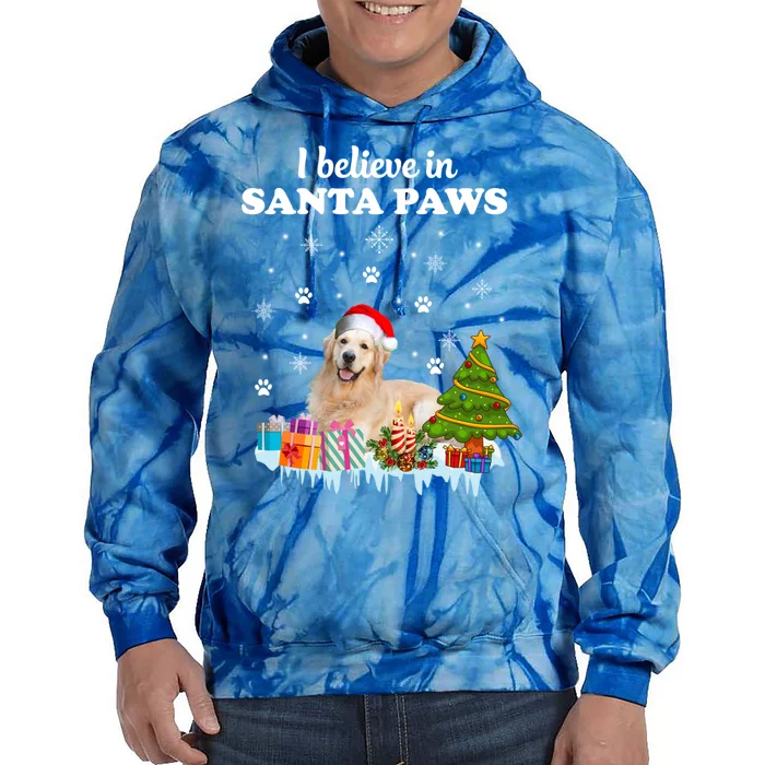 I Believe In Santa Paw Funny Golden Retriever Cute Christmas Gift Tie Dye Hoodie