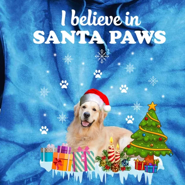 I Believe In Santa Paw Funny Golden Retriever Cute Christmas Gift Tie Dye Hoodie