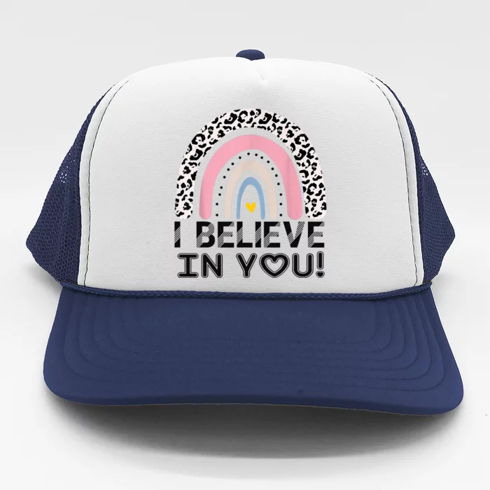 I Believe In You Cheetah Rainbow Cute Gift Trucker Hat