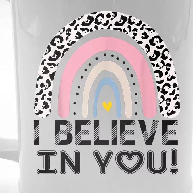 I Believe In You Cheetah Rainbow Cute Gift Front & Back Beer Stein