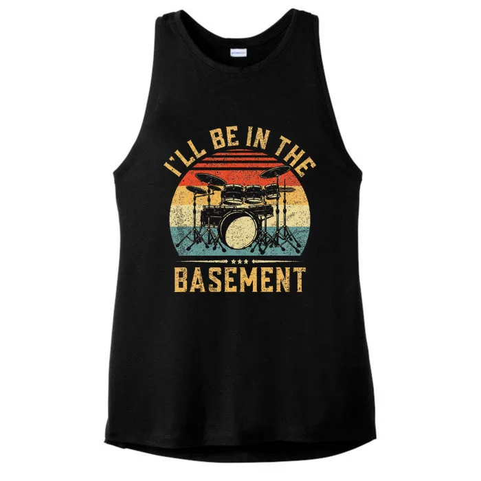 I'll Be In The Basement Drumming for Funny Drummer Ladies Tri-Blend Wicking Tank