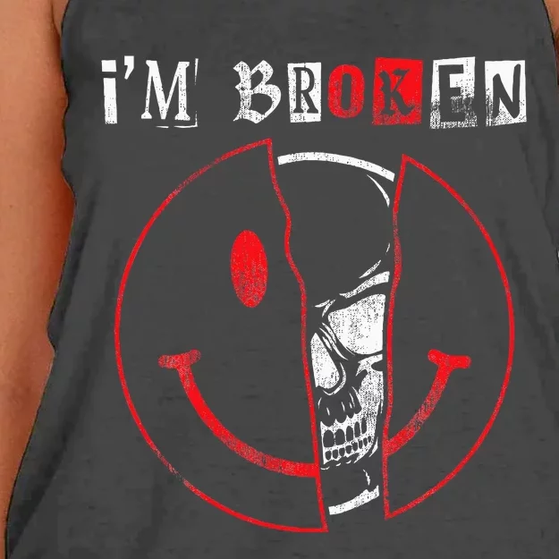 IM Broken Invisible Illness IM OK Broken Women's Knotted Racerback Tank