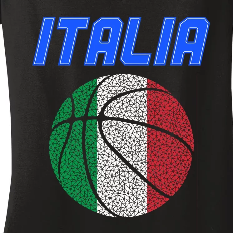 Italy Basketball Jersey Flag Italia Women's V-Neck T-Shirt