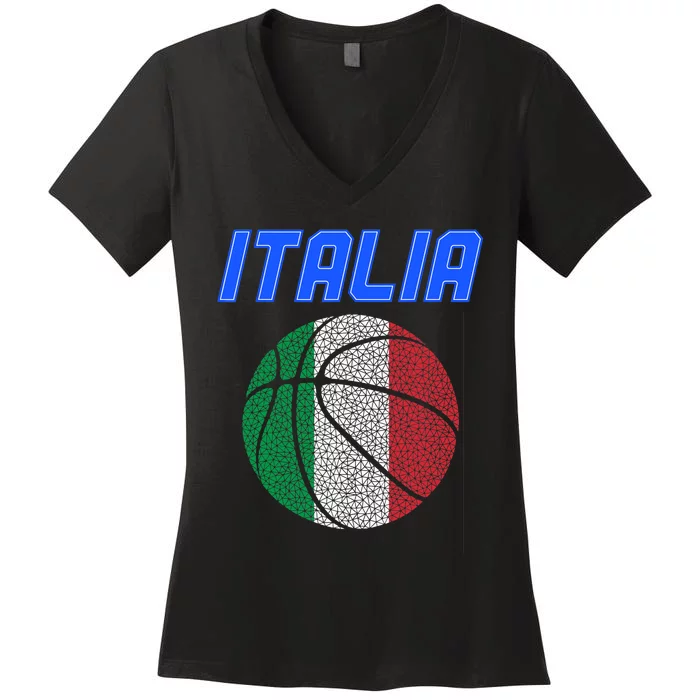 Italy Basketball Jersey Flag Italia Women's V-Neck T-Shirt