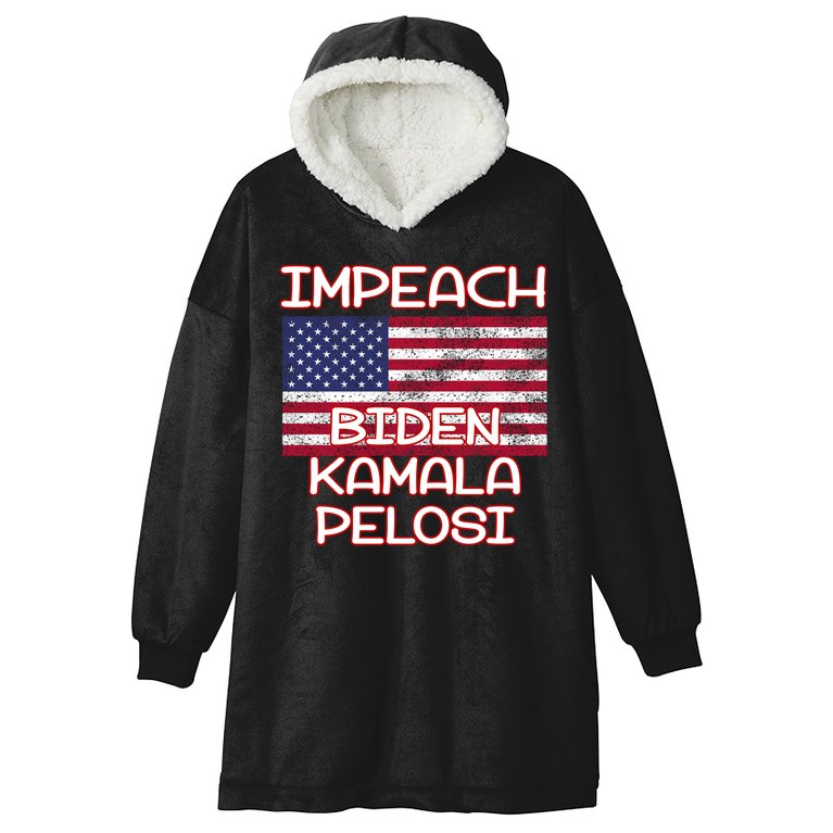 Impeach Biden Kamala Pelosi Hooded Wearable Blanket