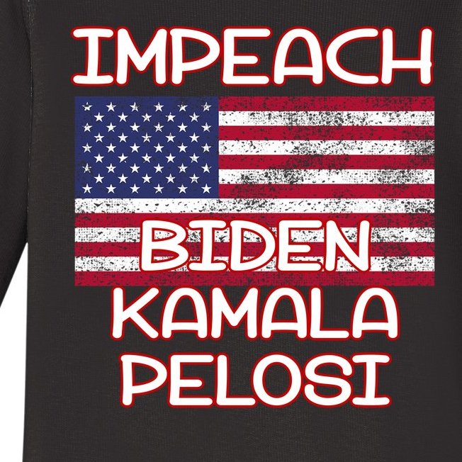 Impeach Biden Kamala Pelosi Baby Long Sleeve Bodysuit