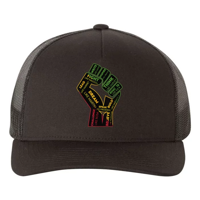 Inspiring Black Leaders Power Fist Hand Juneteenth Pride Yupoong Adult 5-Panel Trucker Hat