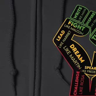 Inspiring Black Leaders Power Fist Hand Juneteenth Pride Full Zip Hoodie