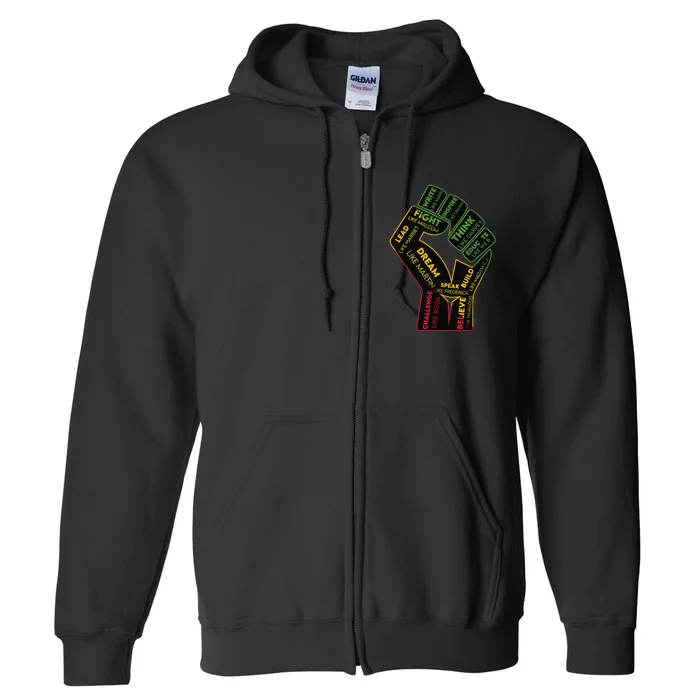 Inspiring Black Leaders Power Fist Hand Juneteenth Pride Full Zip Hoodie