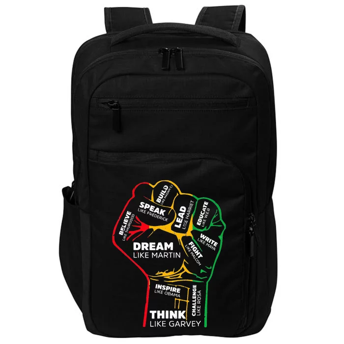 Inspiring Black Leaders Power Fist Hand BHM Impact Tech Backpack