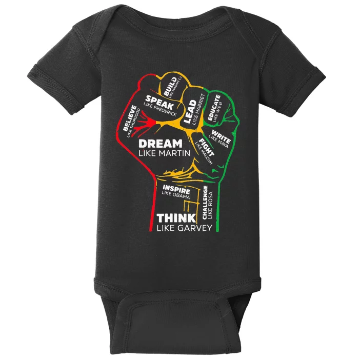 Inspiring Black Leaders Power Fist Hand BHM Baby Bodysuit