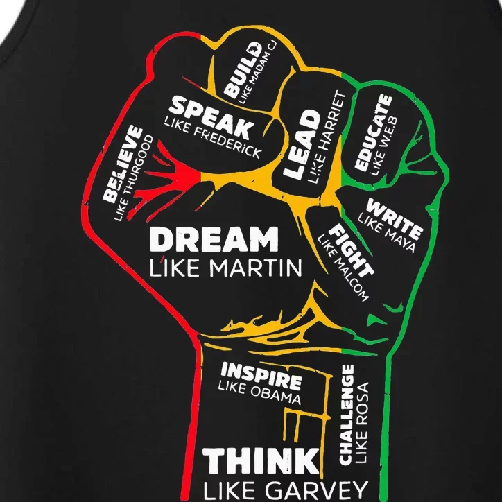 Inspiring Black Leaders Power Fist Hand BHM Performance Tank