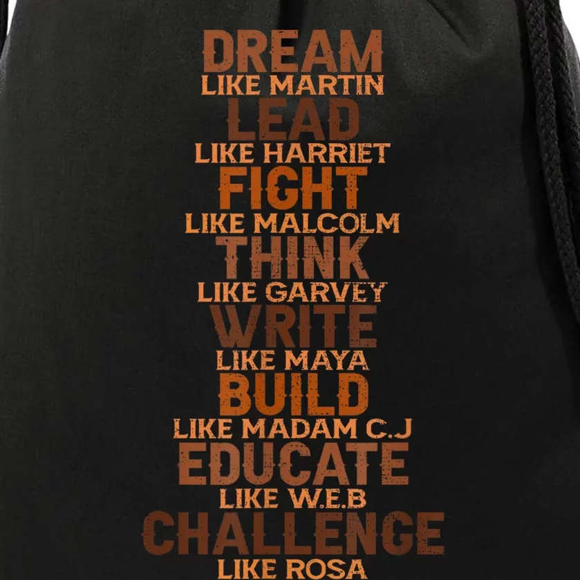 Inspiring Black Leader Black History Month Dream Like Martin Drawstring Bag