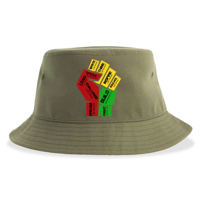 Inspiring Black Leaders Power Fist Hand Black History Month Gift Sustainable Bucket Hat