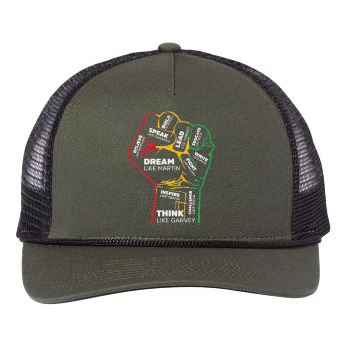 Inspiring Black Leaders Power Fist Hand Black History Month Retro Rope Trucker Hat Cap