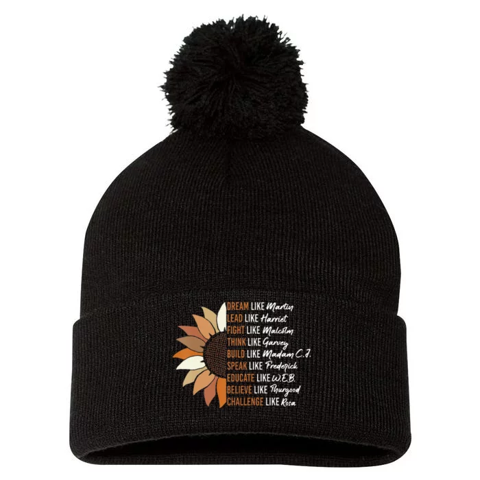 Inspiring Black Leader Black History Month Dream Like Martin Pom Pom 12in Knit Beanie