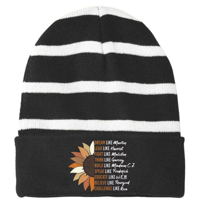 Inspiring Black Leader Black History Month Dream Like Martin Striped Beanie with Solid Band