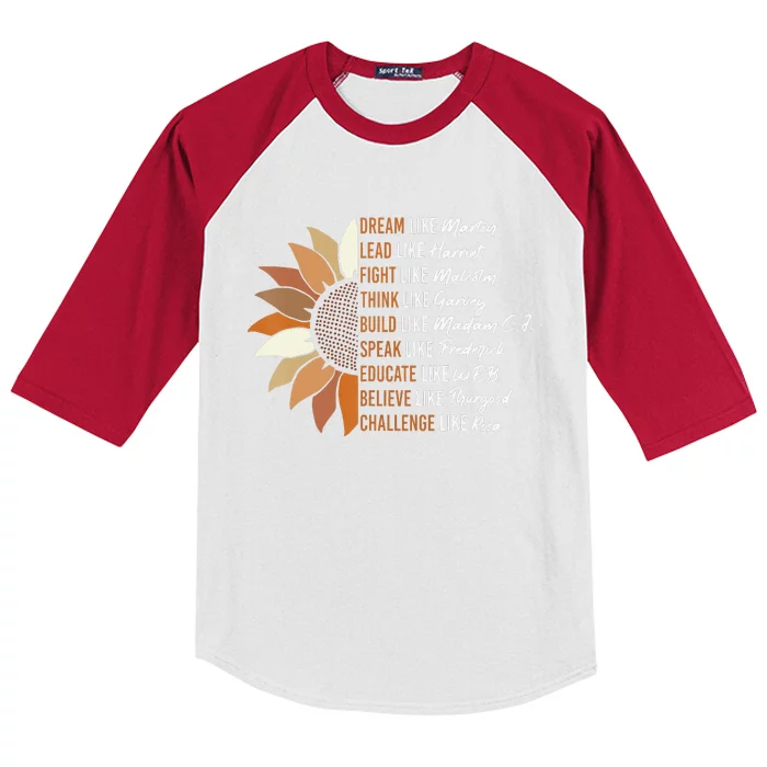 Inspiring Black Leader Black History Month Dream Like Martin Kids Colorblock Raglan Jersey