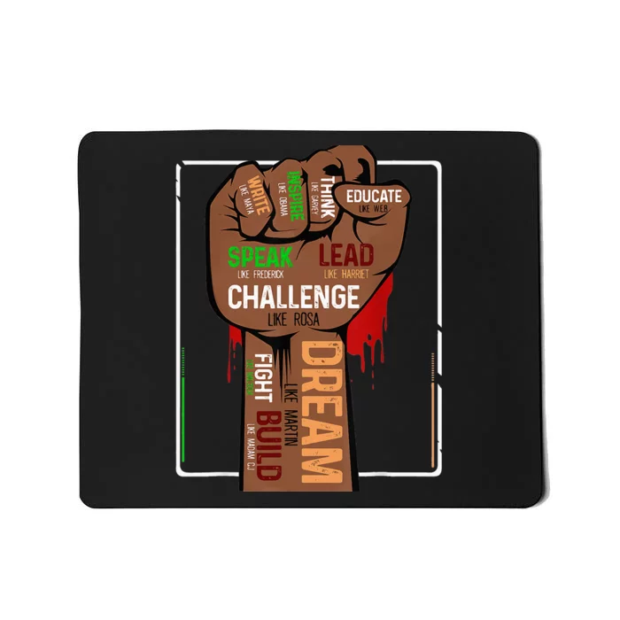 Inspiring Black Leaders Power Fist Hand BHM Mousepad