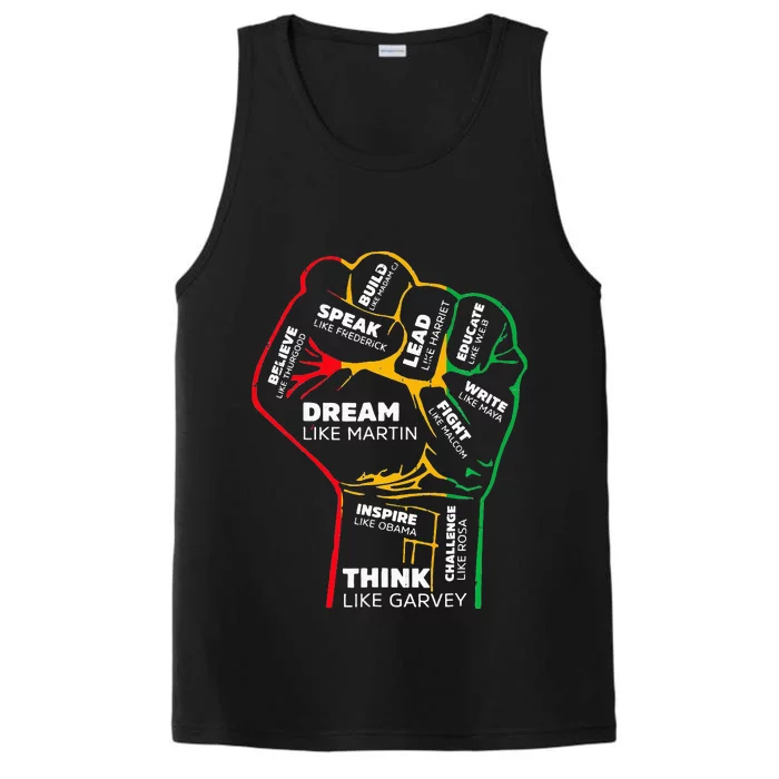 Inspiring Black Leaders Power Fist Hand Black History Month Performance Tank