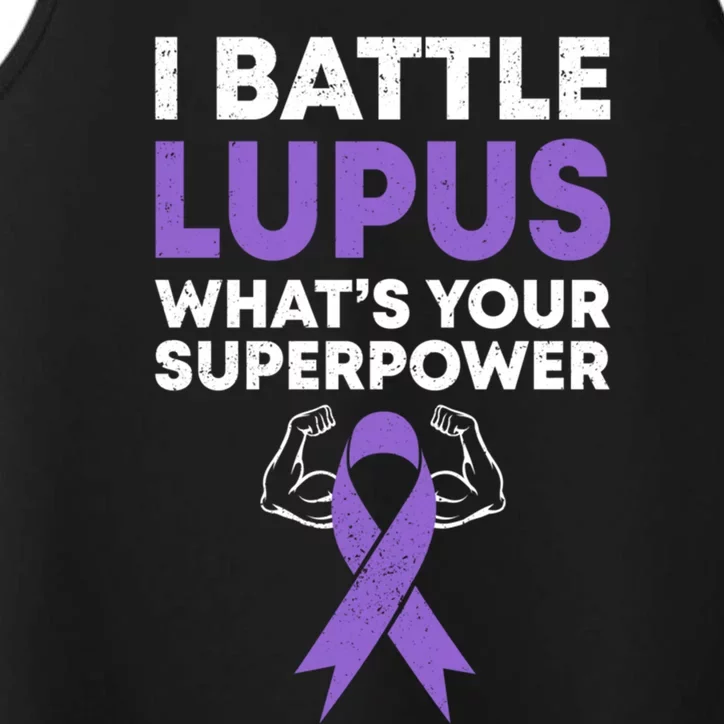 I Battle Lupus Warrior Fighter Lupus Awareness Purple Ribbon Cool Gift Performance Tank