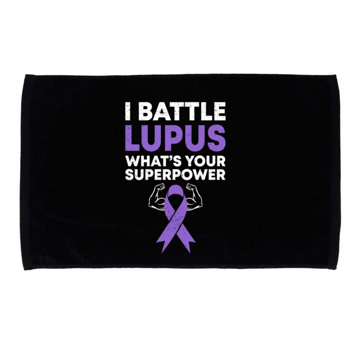 I Battle Lupus Warrior Fighter Lupus Awareness Purple Ribbon Cool Gift Microfiber Hand Towel