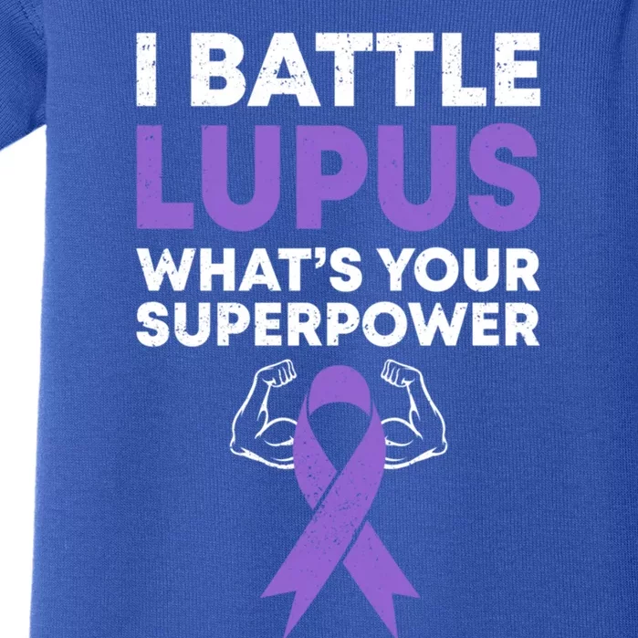 I Battle Lupus Warrior Fighter Lupus Awareness Purple Ribbon Cool Gift Baby Bodysuit